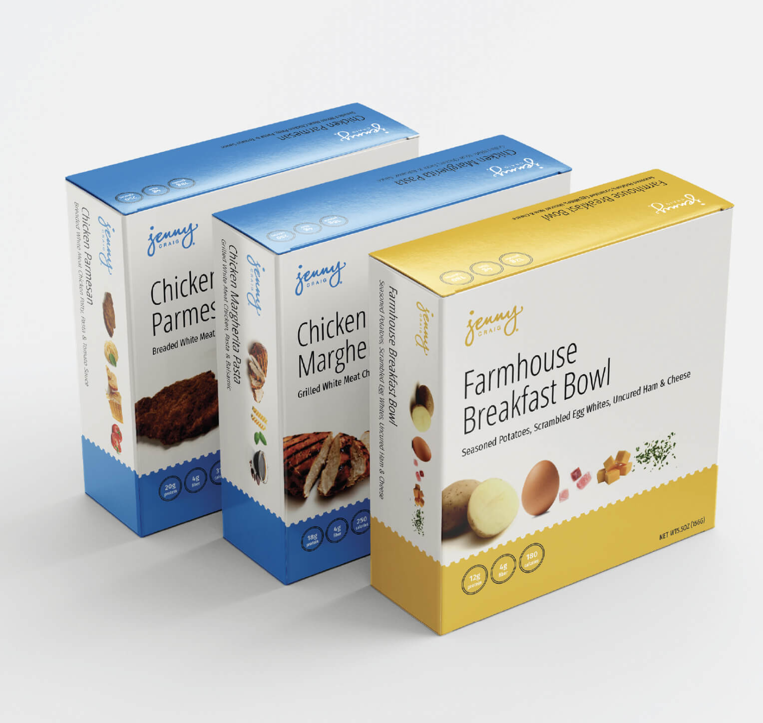 Initial concepts for the total redesign of Jenny Craig packaging