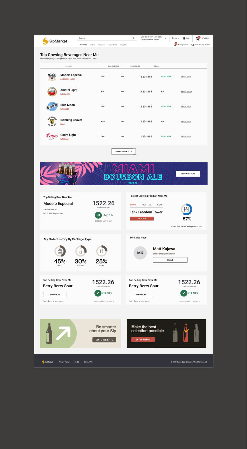 SipMarket platform screens
